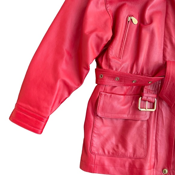Margaret Godfrey 80’s RED leather utility jacket XL EXCELLENT CONDITION NWOT ❤️ - Picture 6 of 7